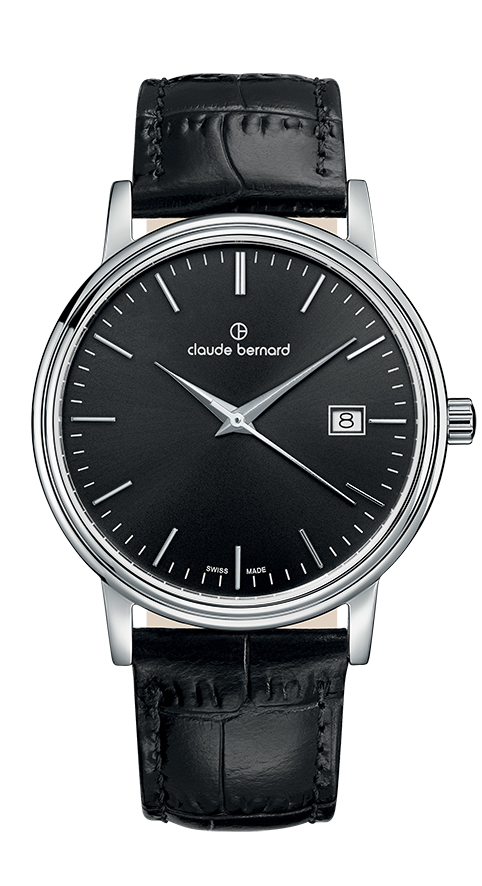 Годинник чоловічий CLAUDE BERNARD 53007 3 NIN класичний, круглий, чорний та гарантією 24 місяці