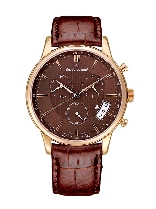 Годинник чоловічий CLAUDE BERNARD 01002 357R BRIR класичний, круглий, коричневий та гарантією 24 місяці