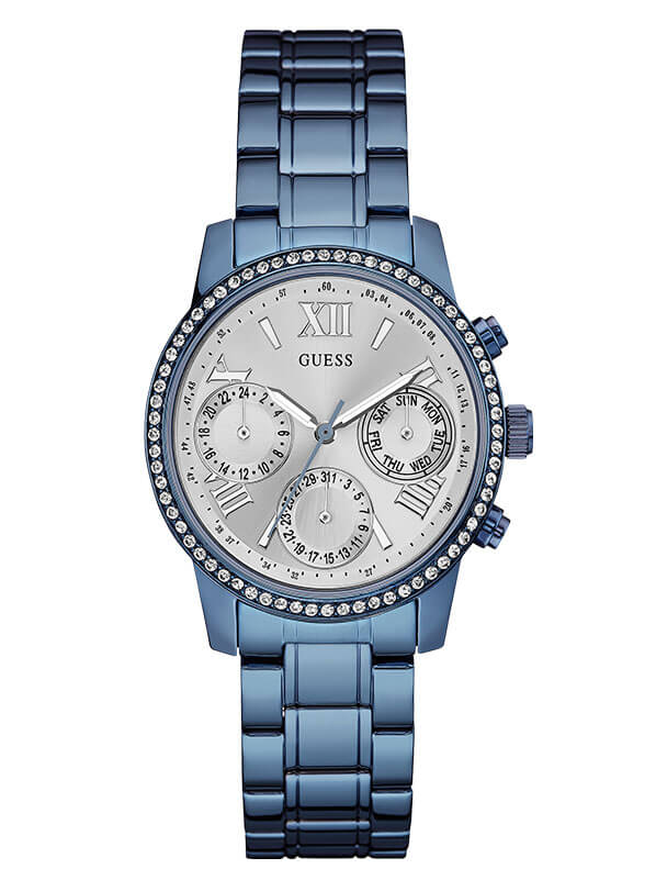 Годинник жіночий GUESS W0623L4 fashion, круглий, металік з камінням та гарантією 24 місяці
