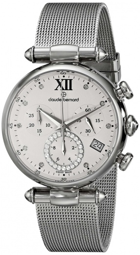 Женские часы CLAUDE BERNARD 10216 3 APN1 классические, круглые, белые и гарантией 24 месяца