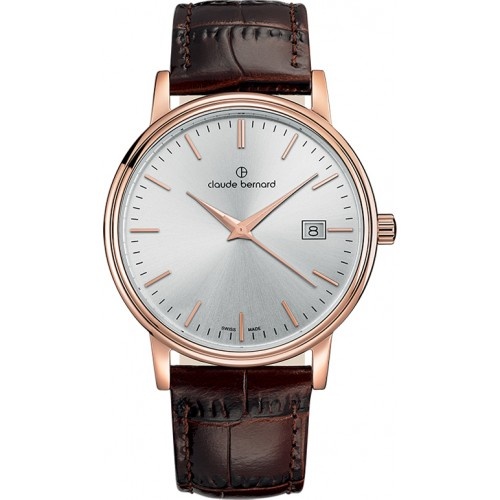 Мужские часы CLAUDE BERNARD 53007 37R AIR классические, круглые, черные и гарантией 24 месяца
