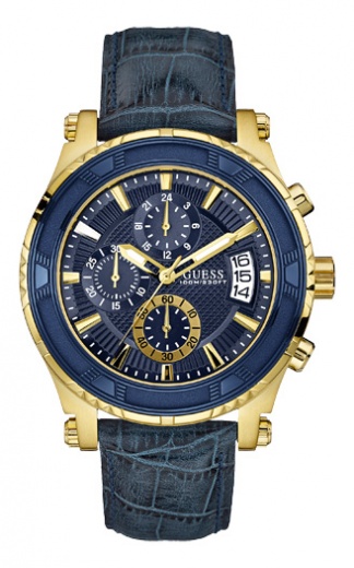 Мужские часы GUESS W0673G2 спортивные, круглые, синий и гарантией 24 месяца