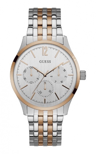 Мужские часы GUESS W0995G3 классические, круглые, белые и гарантией 24 месяца