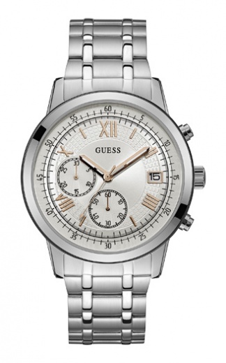 Мужские часы GUESS W1001G1 классические, круглые, металлик и гарантией 24 месяца