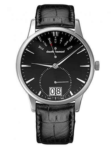Мужские часы Claude Bernard 34004 3 NIN классические, круглые, черные и гарантией 24 месяца