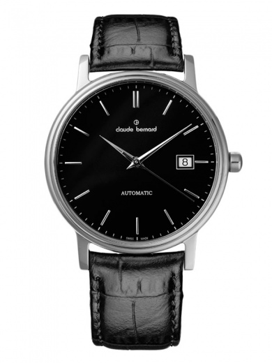 Мужские часы CLAUDE BERNARD 80084 3 NIN классические, круглые, черные и гарантией 24 месяца