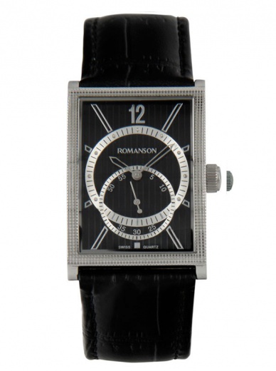 Мужские часы ROMANSON DL5146NMWH BK fashion, черные и гарантией 12 месяцев