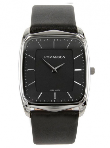 Мужские часы ROMANSON TL2618MWH BK классические, черные и гарантией 12 месяцев
