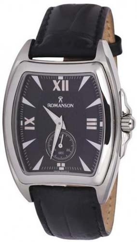 Мужские часы Romanson TL3598MWH BK   классические, бочка, черные и гарантией 12 месяцев