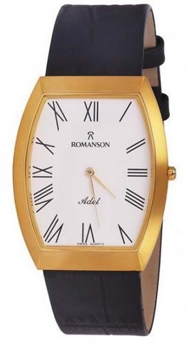 Мужские часы Romanson TL4117MGD WH классические, бочка, черные и гарантией 12 месяцев