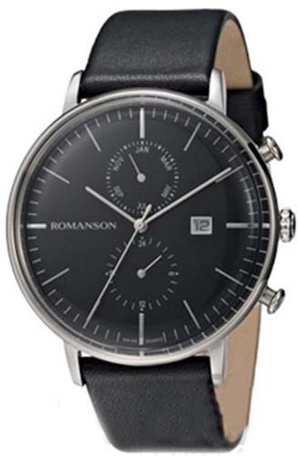 Мужские часы Romanson TL4264FMWH BK классические, круглые, черные и гарантией 12 месяцев