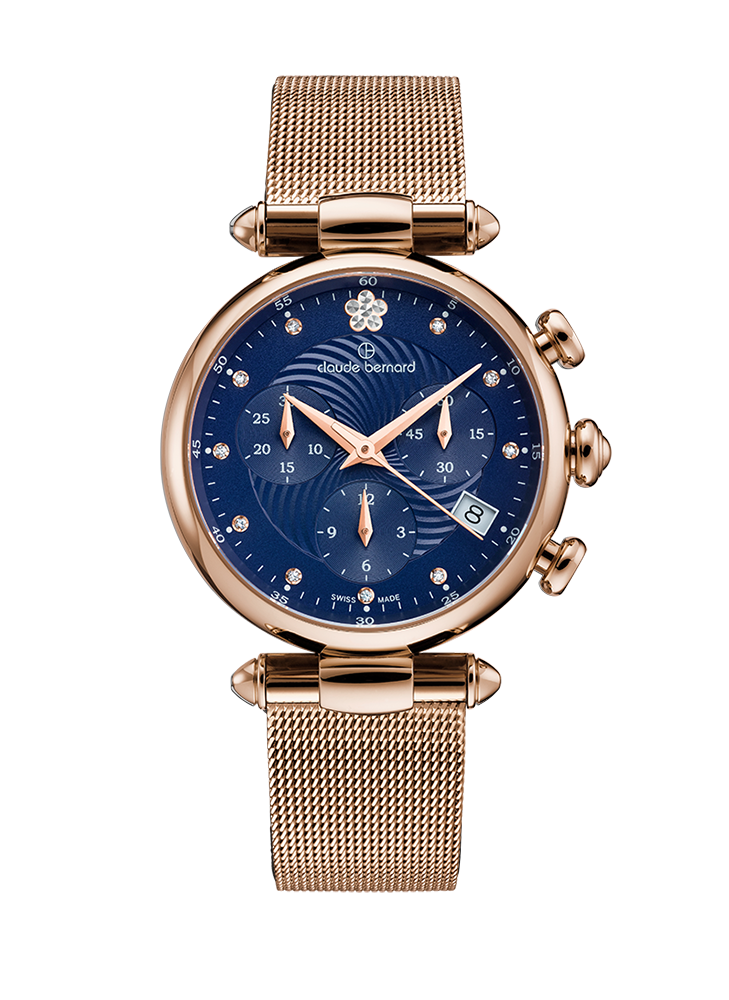 Женские часы CLAUDE BERNARD 10216 37R BUIFR2 классические, круглые, синий и гарантией 24 месяца