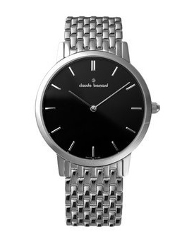 Мужские часы CLAUDE BERNARD 20206 3M NIN классические, круглые, черные и гарантией 24 месяца