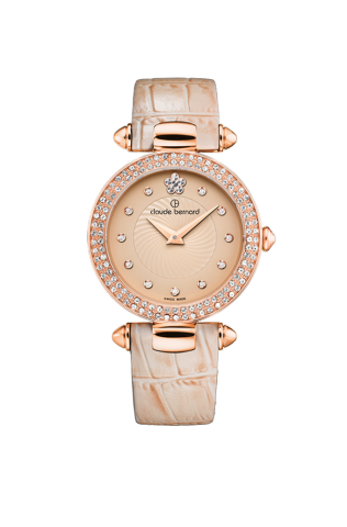 Женские часы CLAUDE BERNARD 20504 37RP BEIR классические, бежевые с камнями и гарантией 24 месяца