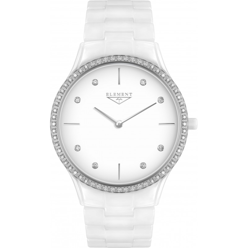 Женские часы 33 Element 331702С классические, белые с камнями и гарантией 33 месяца
