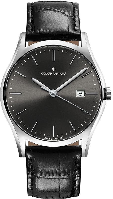 Годинник чоловічий CLAUDE BERNARD 53003 3 NIN класичний, круглий, чорний та гарантією 24 місяці