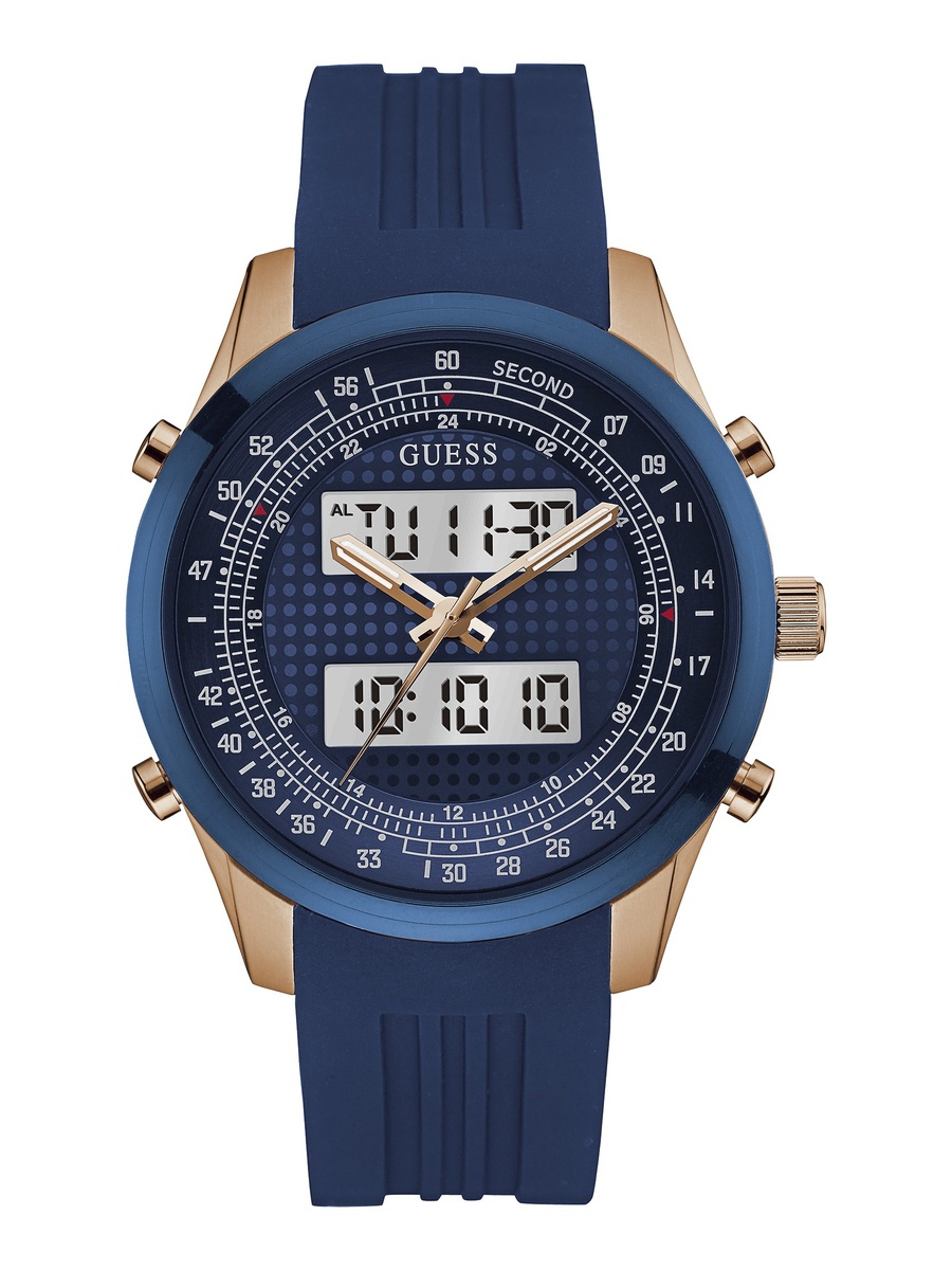 Мужские часы GUESS W0862G1 спортивные, круглые, синий и гарантией 24 месяца