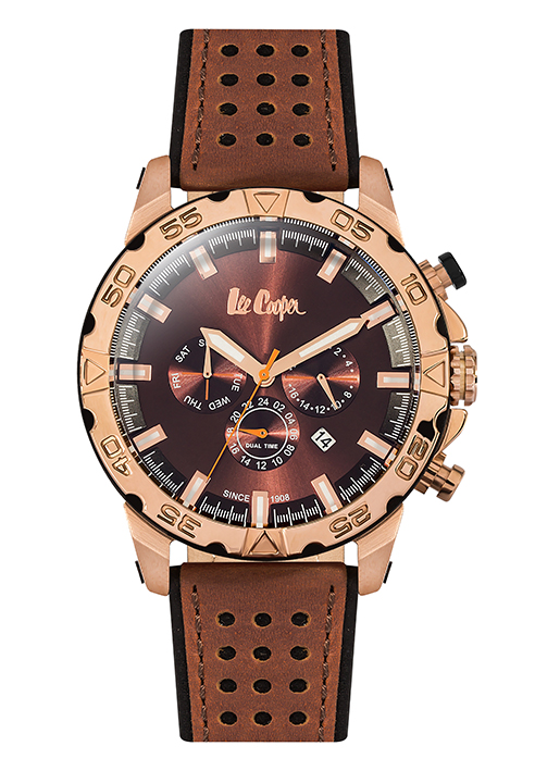 Мужские часы LEE COOPER LC06239.842 спортивные, коричневые и гарантией 12 месяцев