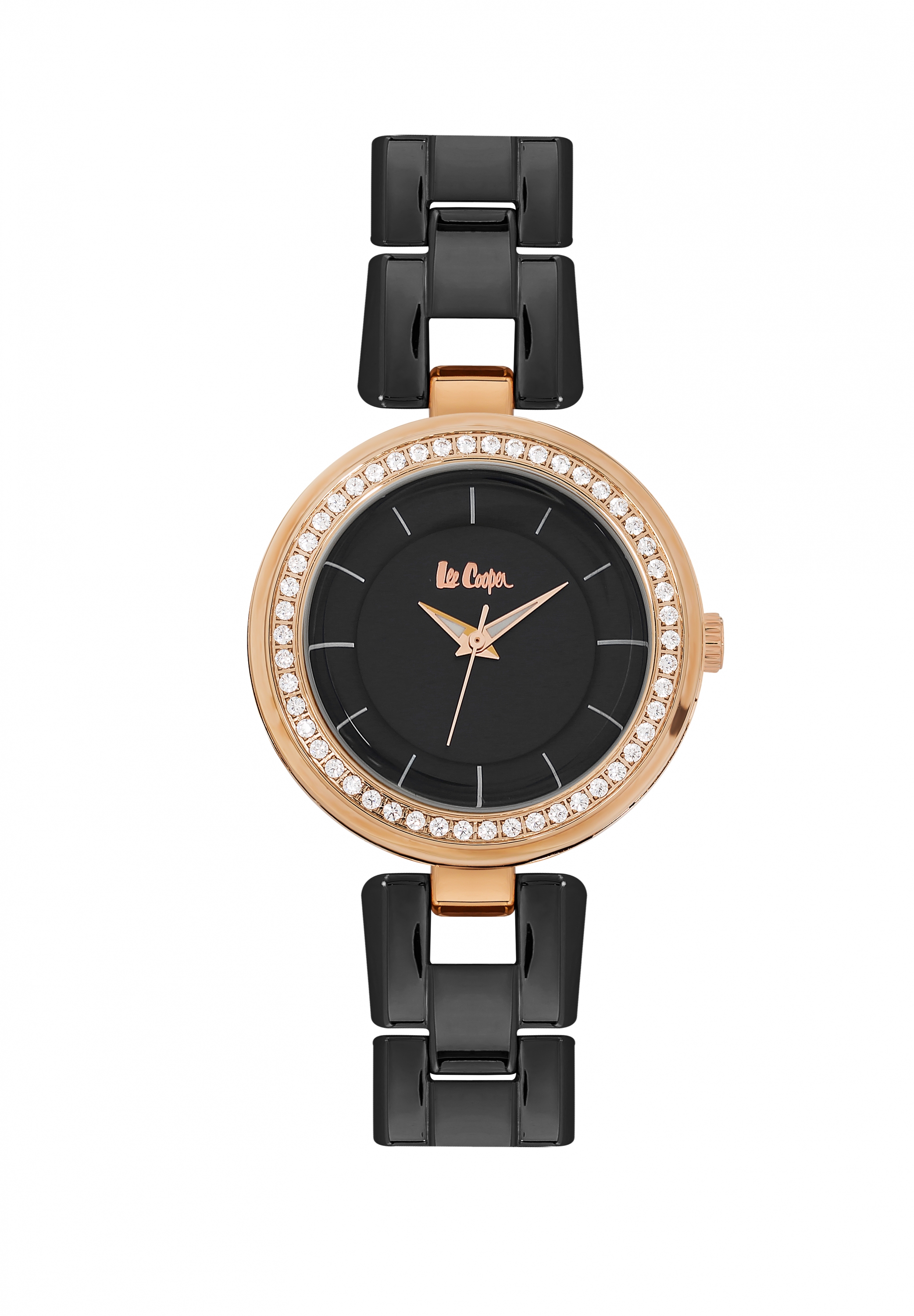 Женские часы LEE COOPER LC06262.450 классические, черные с камнями и гарантией 12 месяцев