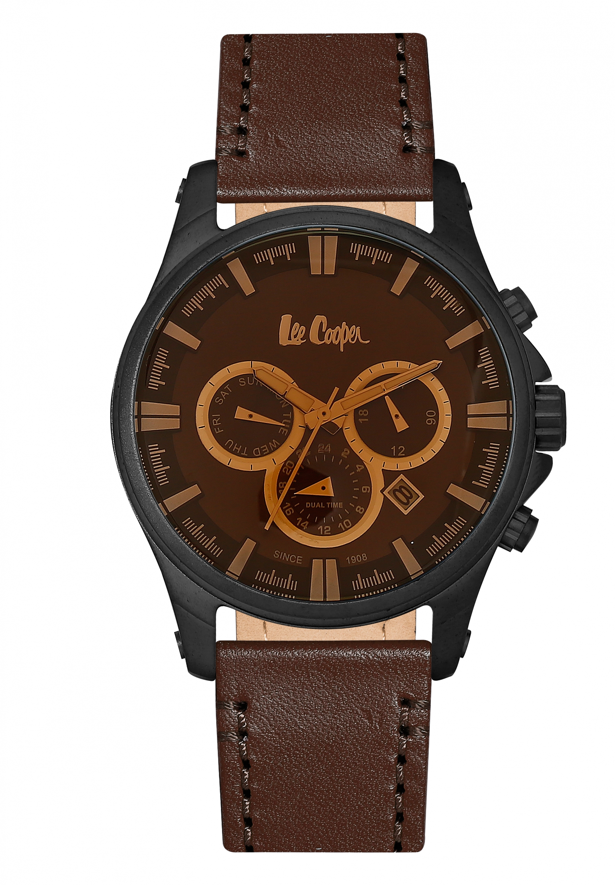 Мужские часы LEE COOPER LC06444.652 спортивные, коричневые и гарантией 12 месяцев