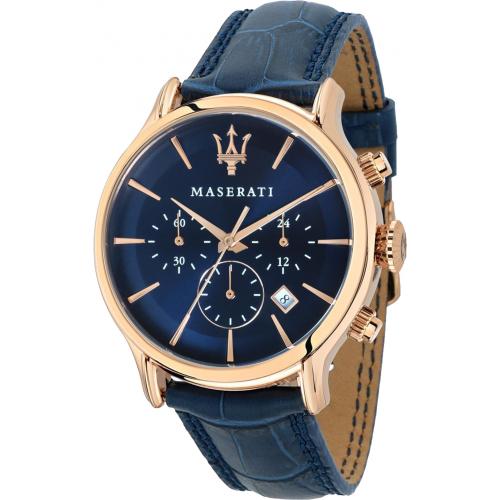 Мужские часы MASERATI R8871618007 классические, круглые, синий и гарантией 12 месяцев