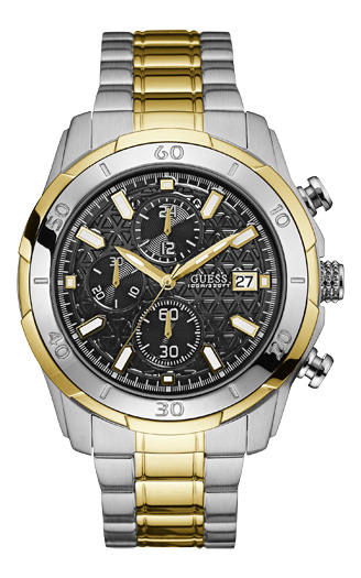 Мужские часы GUESS W0746G3 спортивные, круглые, черные с камнями и гарантией 24 месяца