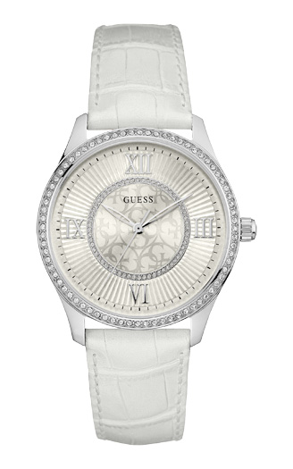 Женские часы GUESS W0768L4 fashion, круглые, металлик с камнями и гарантией 24 месяца