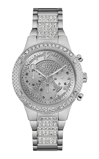Годинник жіночий Guess W0850L1 fashion, круглий, сірий з камінням та гарантією 24 місяці
