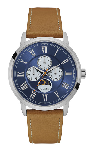 Мужские часы GUESS W0870G4 классические, круглые, синий и гарантией 24 месяца