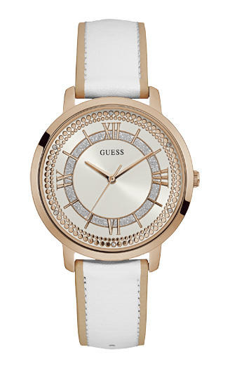 Женские часы GUESS W0934L1 классические, круглые, белые и гарантией 24 месяца