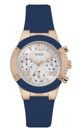 Женские часы GUESS W0958L3 спортивные, круглые, металлик и гарантией 24 месяца