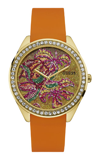 Женские часы GUESS W0960L2 fashion, круглые с камнями и гарантией 24 месяца
