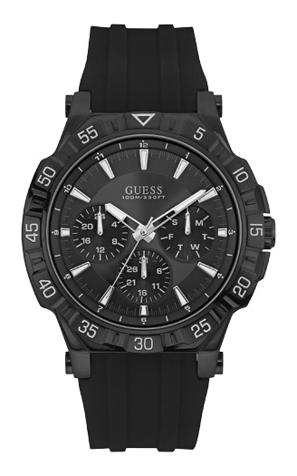 Мужские часы GUESS W0966G2 спортивные, круглые, черные и гарантией 24 месяца