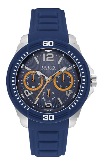 Мужские часы GUESS W0967G2 спортивные, круглые, синий и гарантией 24 месяца