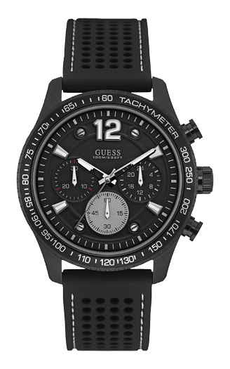 Мужские часы GUESS W0971G1 спортивные, круглые, черные и гарантией 24 месяца