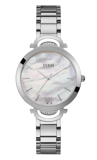 Женские часы GUESS W1090L1 fashion, круглые, перламутр и гарантией 24 месяца