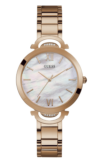 Женские часы GUESS W1090L2 fashion, круглые, перламутр и гарантией 24 месяца