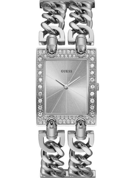 Годинник жіночий GUESS W1121L1 fashion, прямокутний, металік з камінням та гарантією 24 місяці