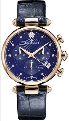Женские часы CLAUDE BERNARD 10215 37R BUIFR2 классические, синий и гарантией 24 месяца