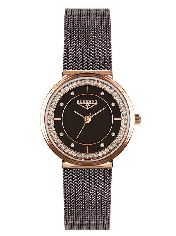 Женские часы 33 Element 331507 классические, черные с камнями и гарантией 33 месяца