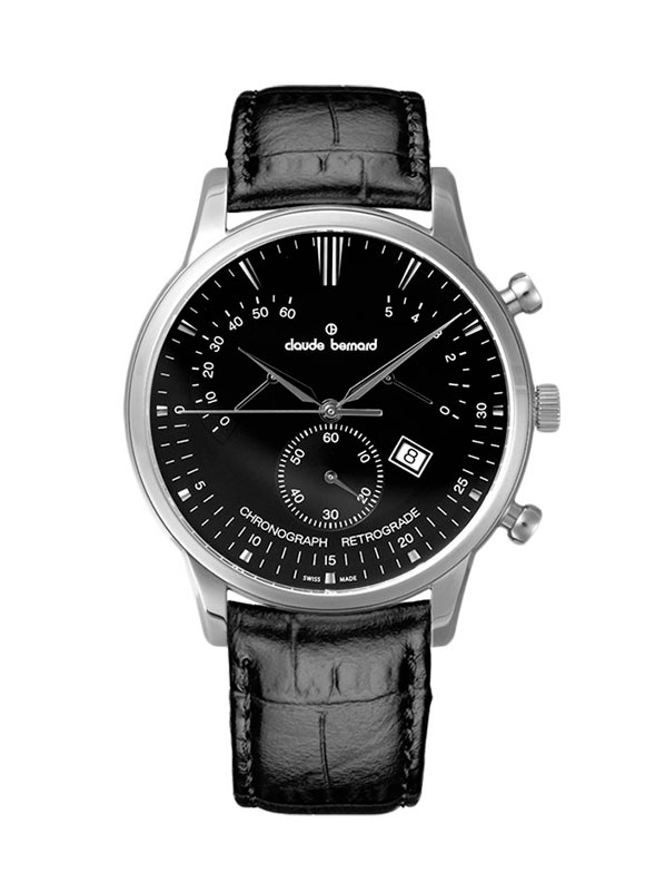 Мужские часы CLAUDE BERNARD 01506 3 NIN классические, круглые, черные и гарантией 24 месяца