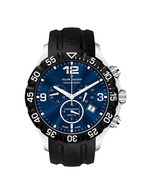 Мужские часы CLAUDE BERNARD 10201 3 BUIN спортивные, круглые, синий и гарантией 24 месяца