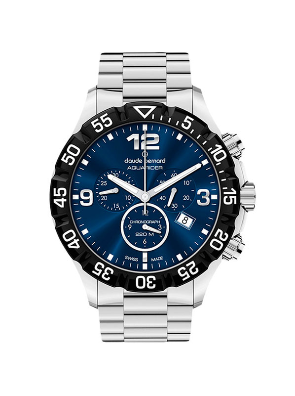 Мужские часы CLAUDE BERNARD 10202 3 BUIN спортивные, круглые, синий и гарантией 24 месяца