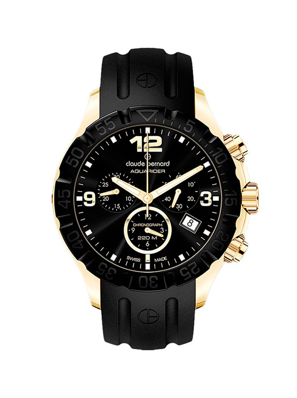 Часы мужские Claude Bernard 10205 37JN NID спортивные, круглые, черные и гарантией 24 месяца