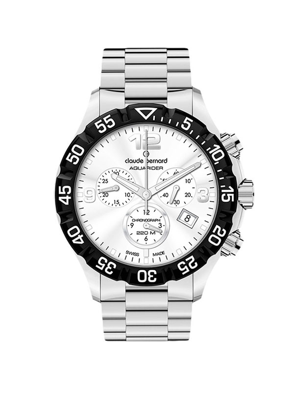 Мужские часы CLAUDE BERNARD 10206 3 AIN спортивные, круглые, белые и гарантией 24 месяца