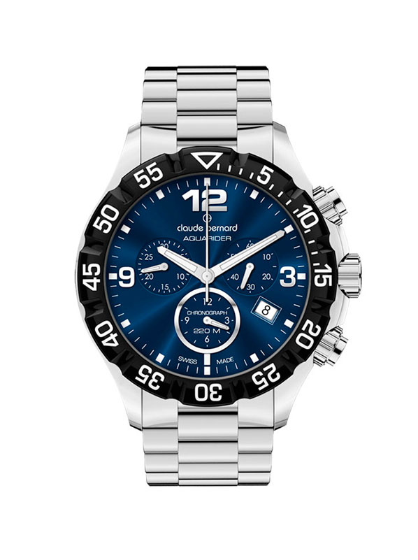 Мужские часы CLAUDE BERNARD 10206 3 BUIN спортивные, круглые, синий и гарантией 24 месяца