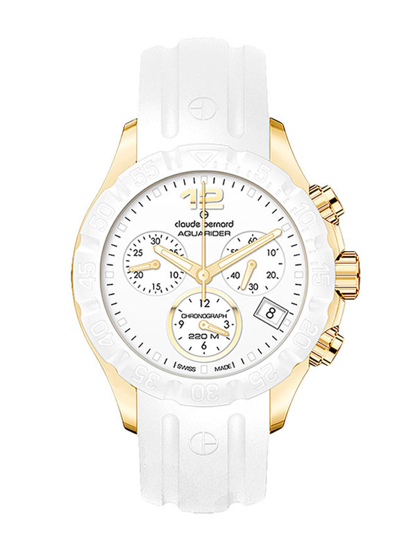 Женские часы CLAUDE BERNARD 10209 37JB BID спортивные, круглые, белые и гарантией 24 месяца