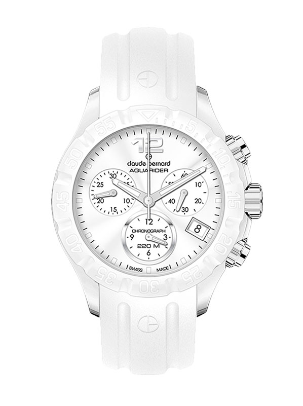 Женские часы CLAUDE BERNARD 10209 3B BIN спортивные, круглые, белые и гарантией 24 месяца