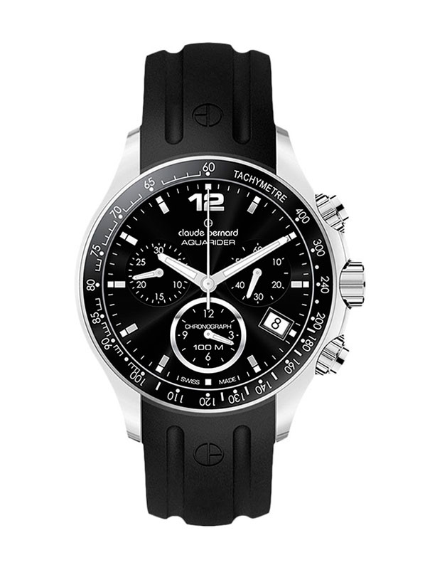 Мужские часы CLAUDE BERNARD 10211 3 NIN спортивные, круглые, черные и гарантией 24 месяца