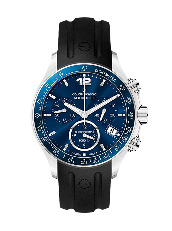 Женские часы CLAUDE BERNARD 10211 3B BUIN спортивные, круглые, синий и гарантией 24 месяца